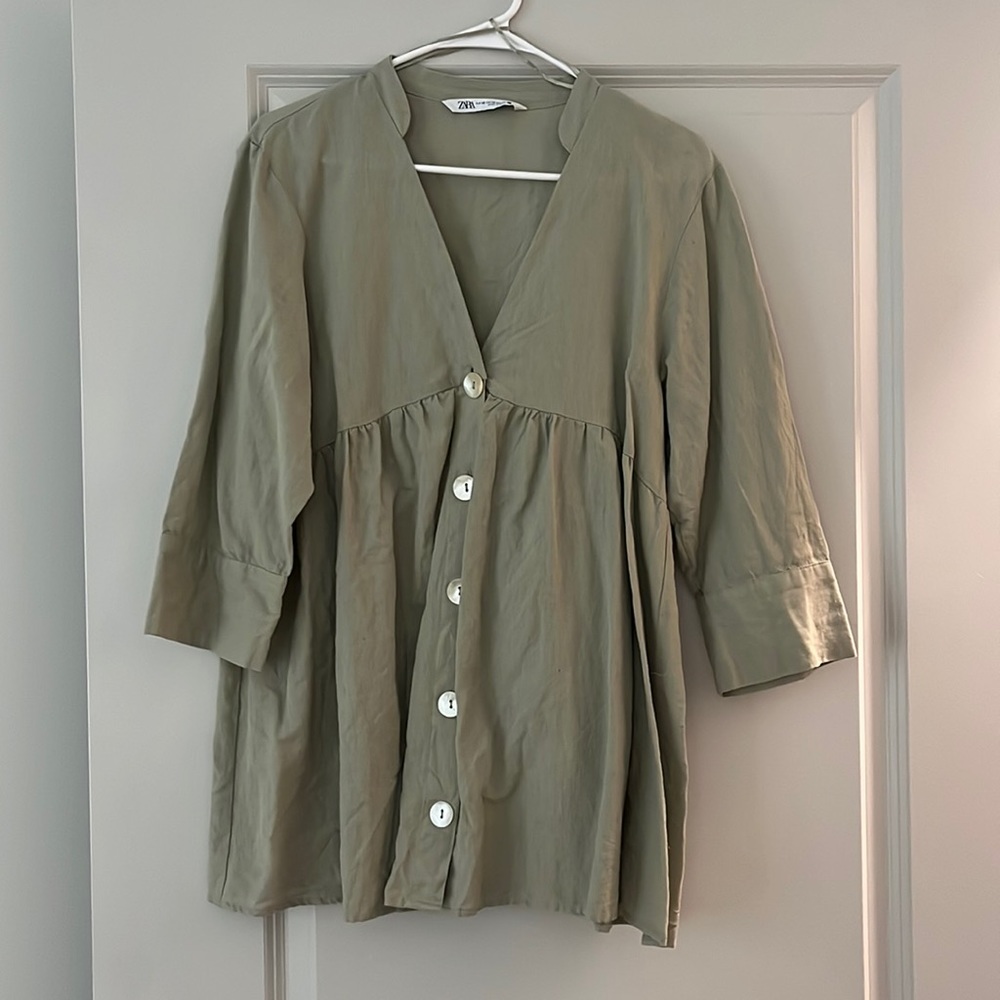 Pastel Green Linen Tunic - Zara